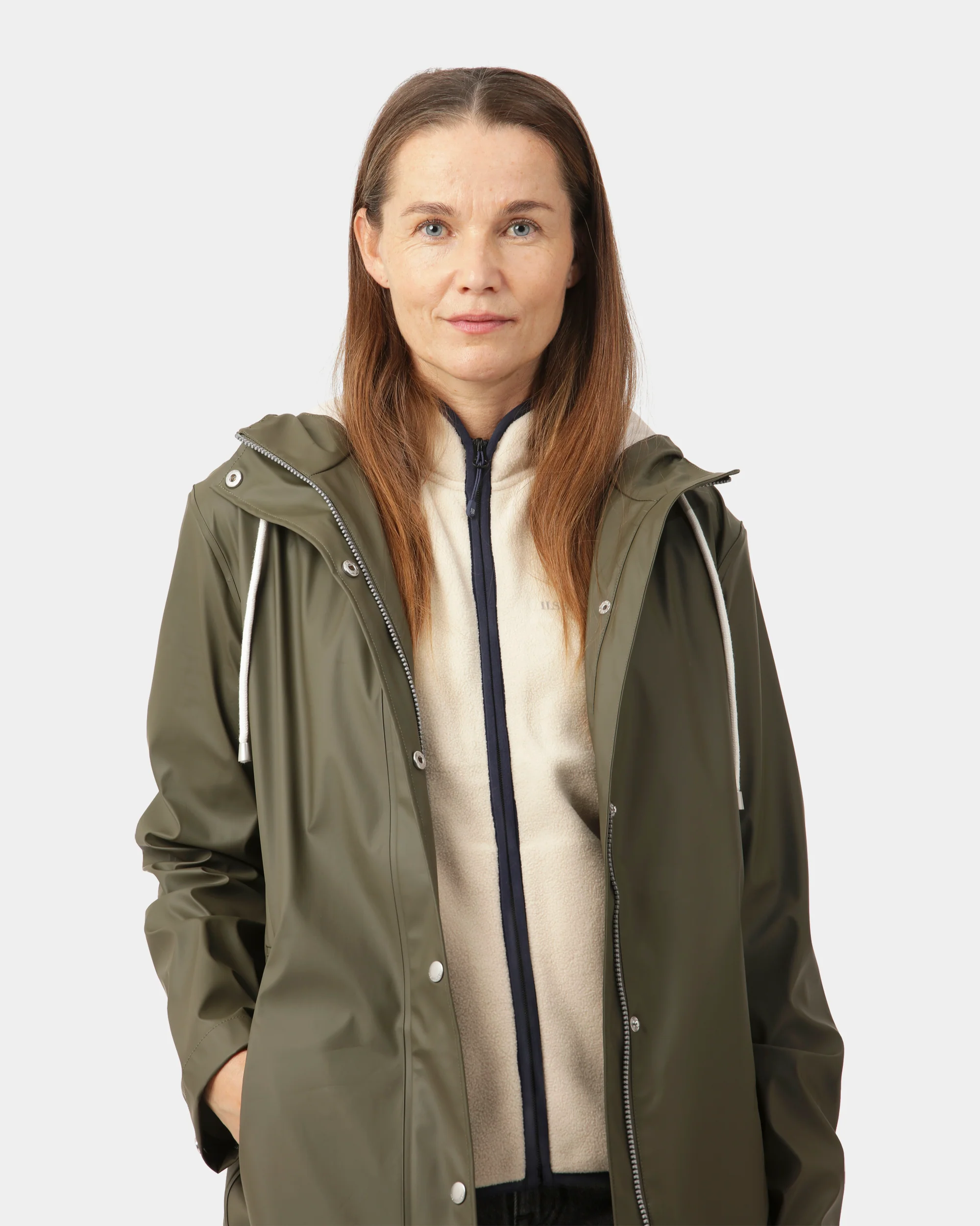 Ilse Jacobsen Rain Womens Short Rubberised Raincoat - Army 410