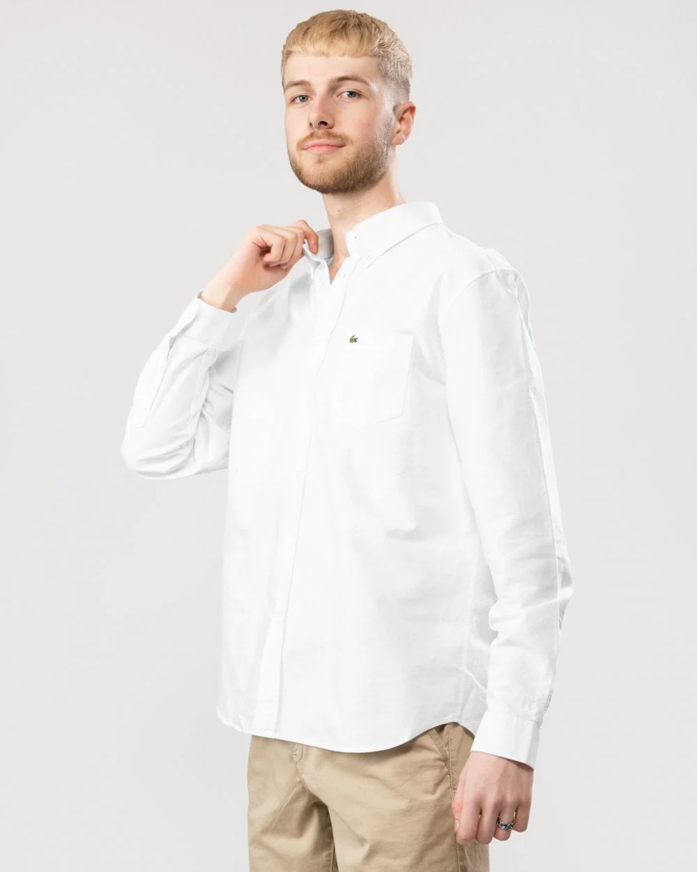 Lacoste Mens Casual Long Sleeve Woven Shirt - White 001