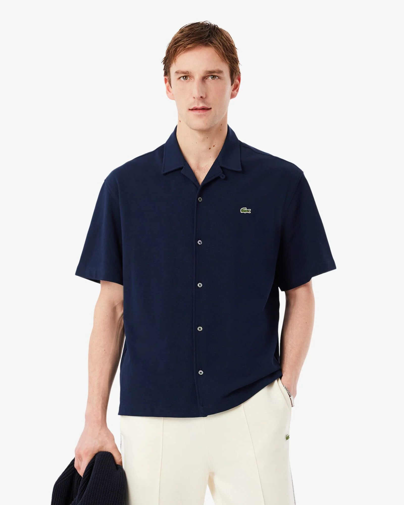 Lacoste Relaxed Fit Short Sleeved Mens Piqué Shirt - Navy Blue 166