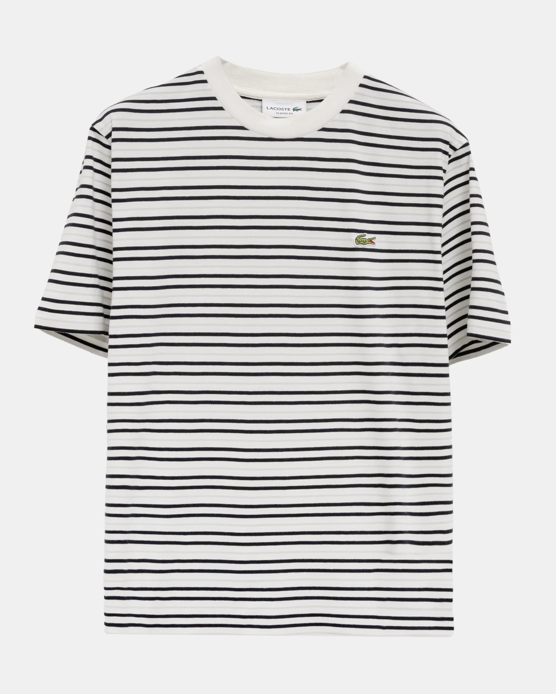 Lacoste Mens Stripe Classic Fit T-Shirt - Blackbird/Flour