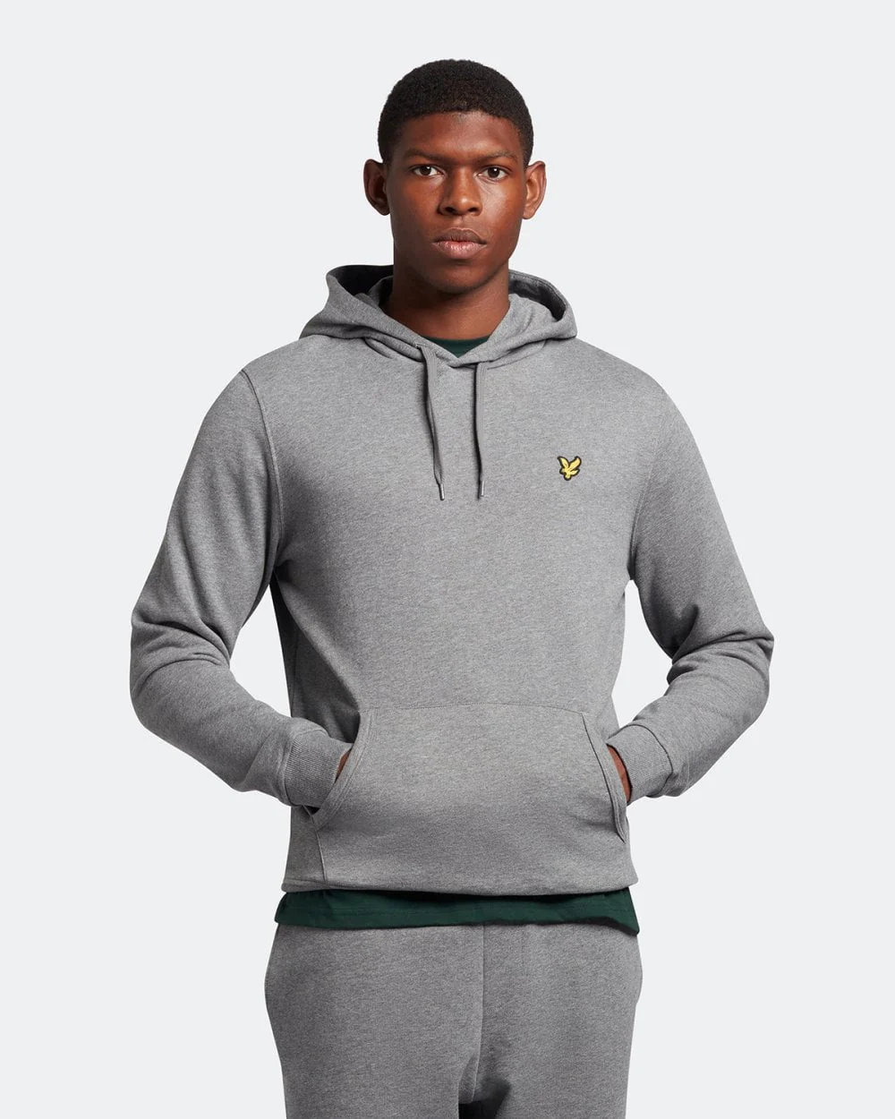 Lyle & Scott Mens Pullover Hoodie - T28 Mid Grey Marl