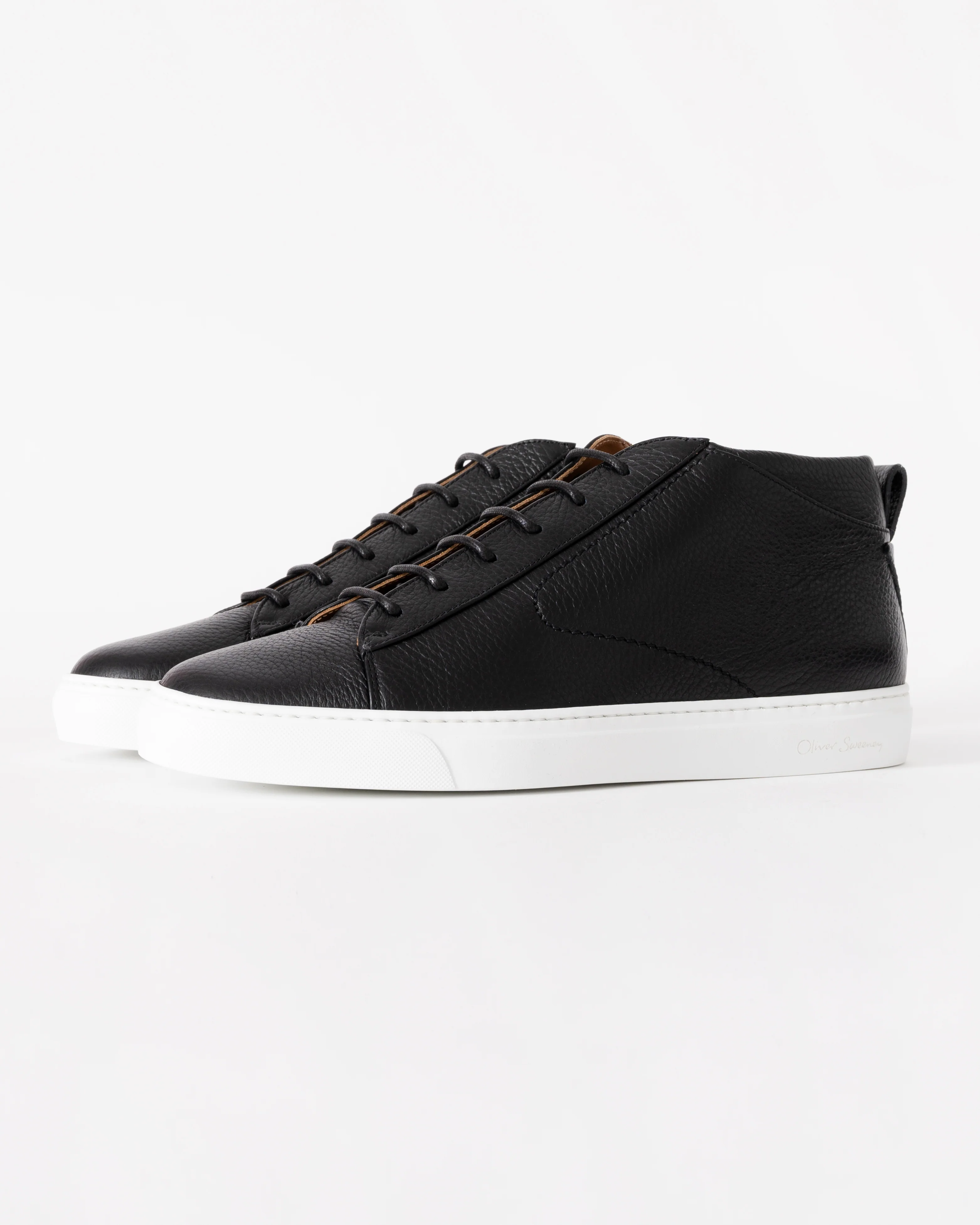 Oliver Sweeney Fermo Mens Mid Cut Deer Leather Trainers - Black