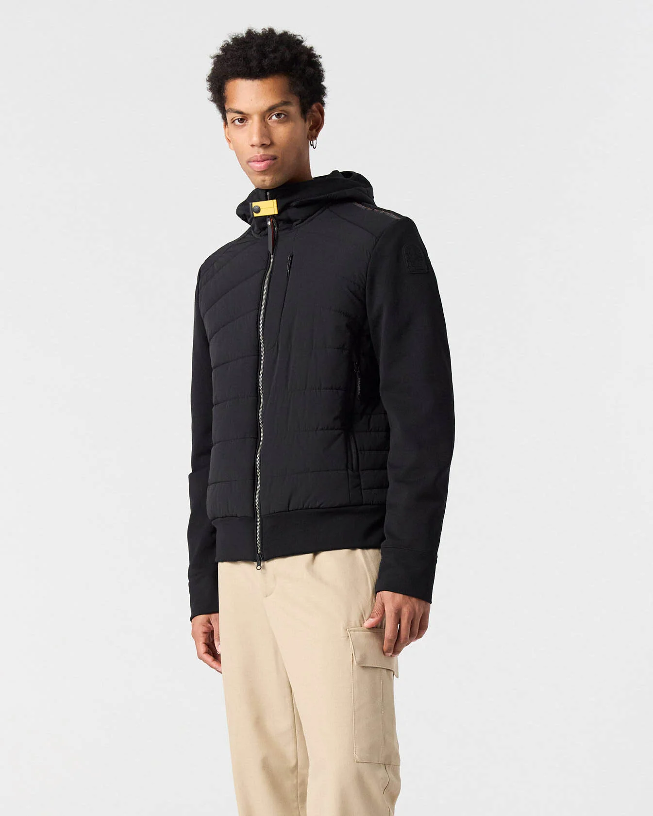 Parajumpers Manfred Mens Fleece/Nylon Hooded Jacket - Black 541 - Image 2
