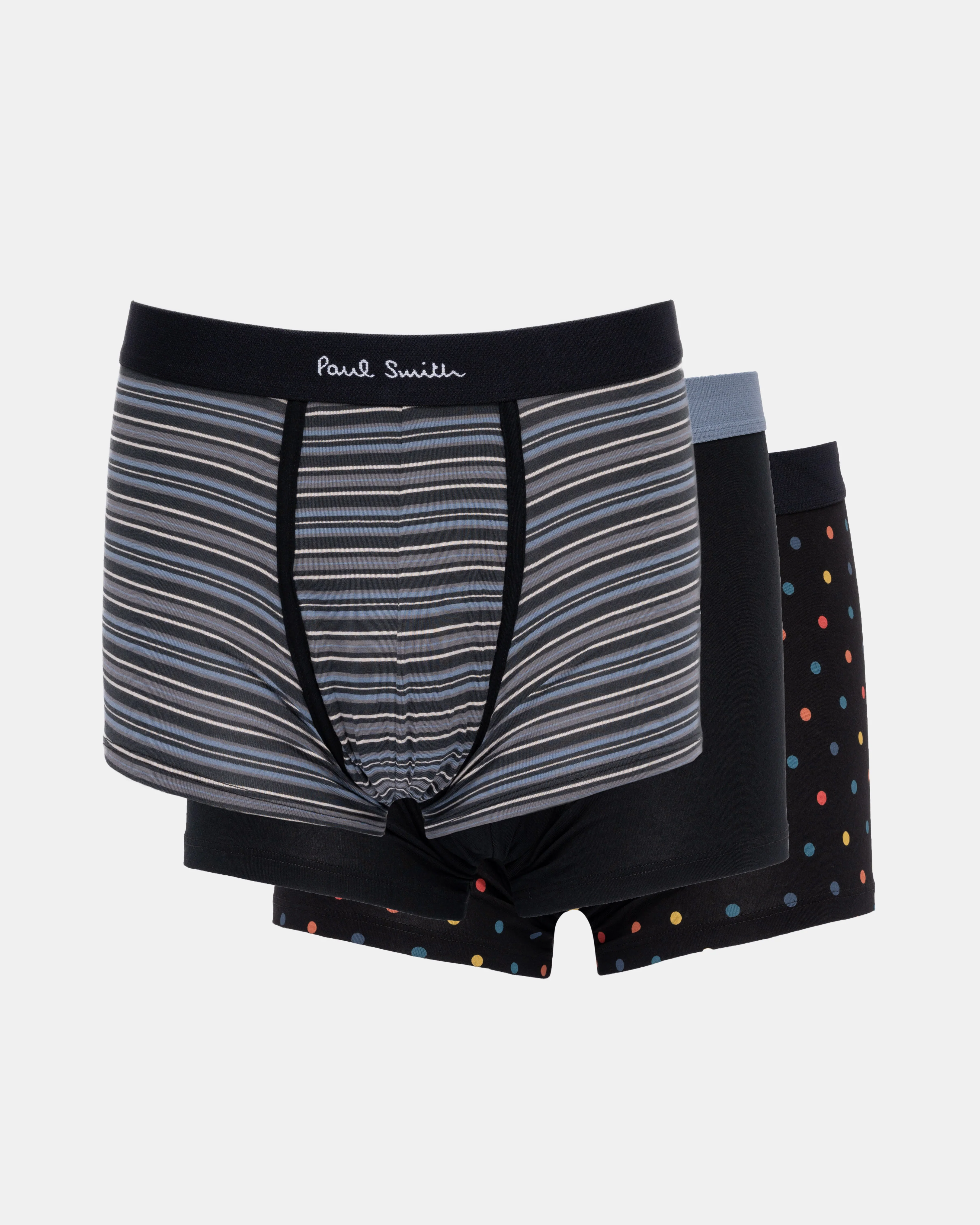 Paul Smith 3 Pack of Mixed Patterned Trunks - 79 Black