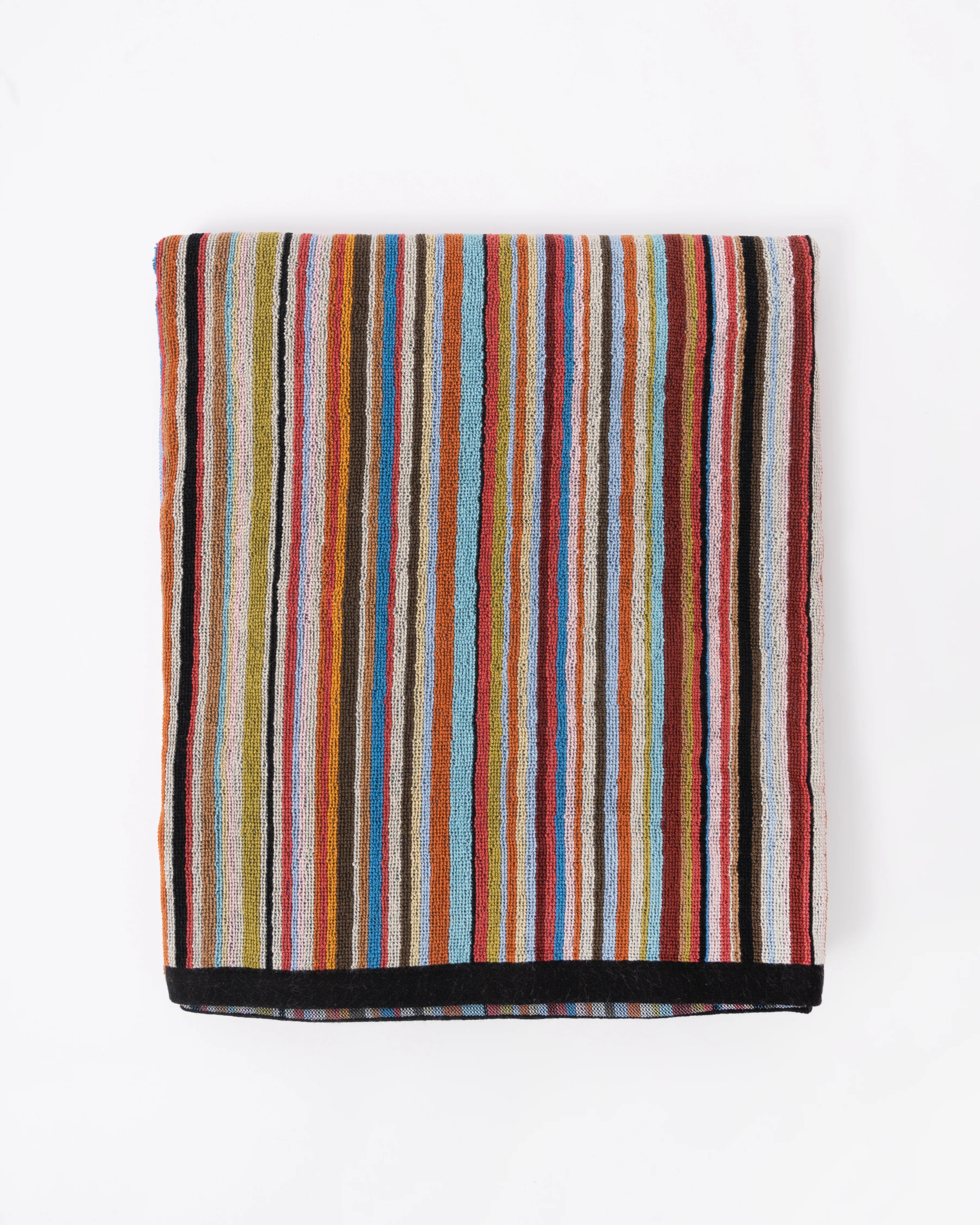 Paul Smith Mens Signature Stripe Towel With Black Trim - 92 Multicolour