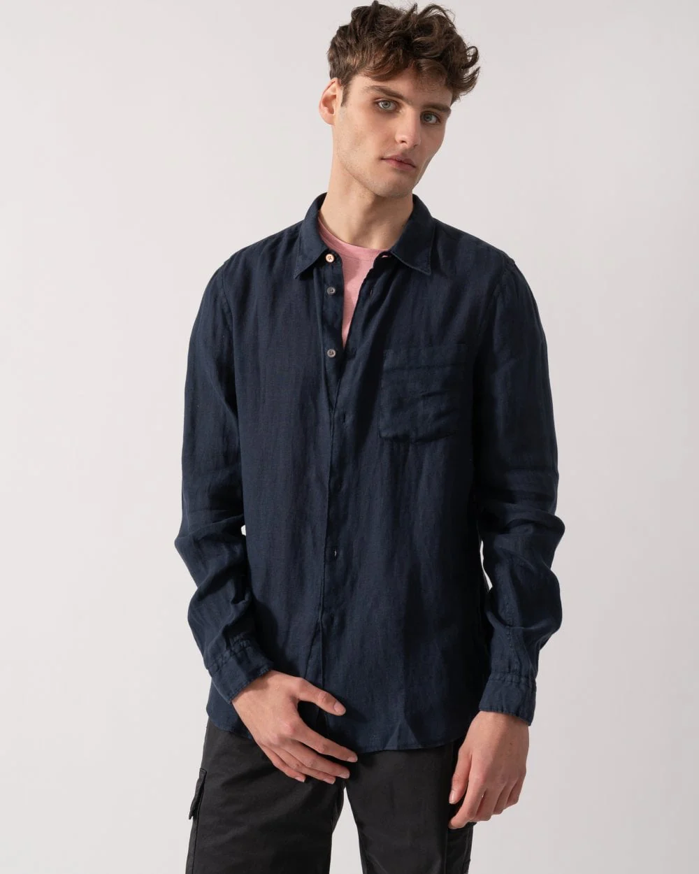 PS Paul Smith Mens Long Sleeve Tailored Fit T-Shirt - 49 Very Dark Navy