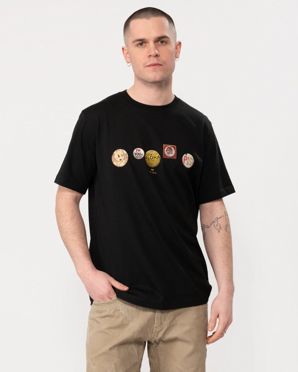 PS Paul Smith Mens Regular Fit Badges T-Shirt