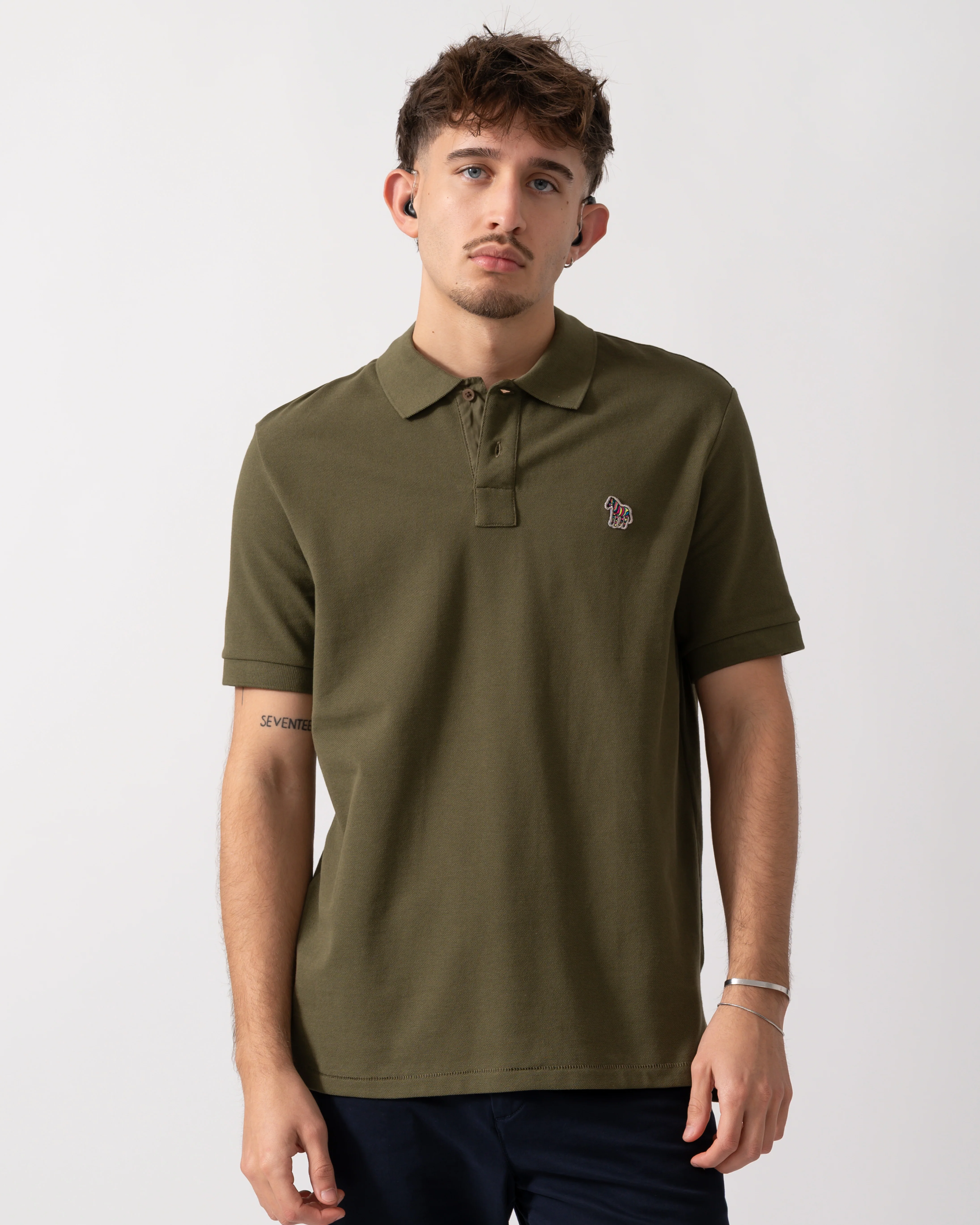 PS Paul Smith Mens Regular Fit Short Sleeve Zebra Polo Shirt - 36F Green