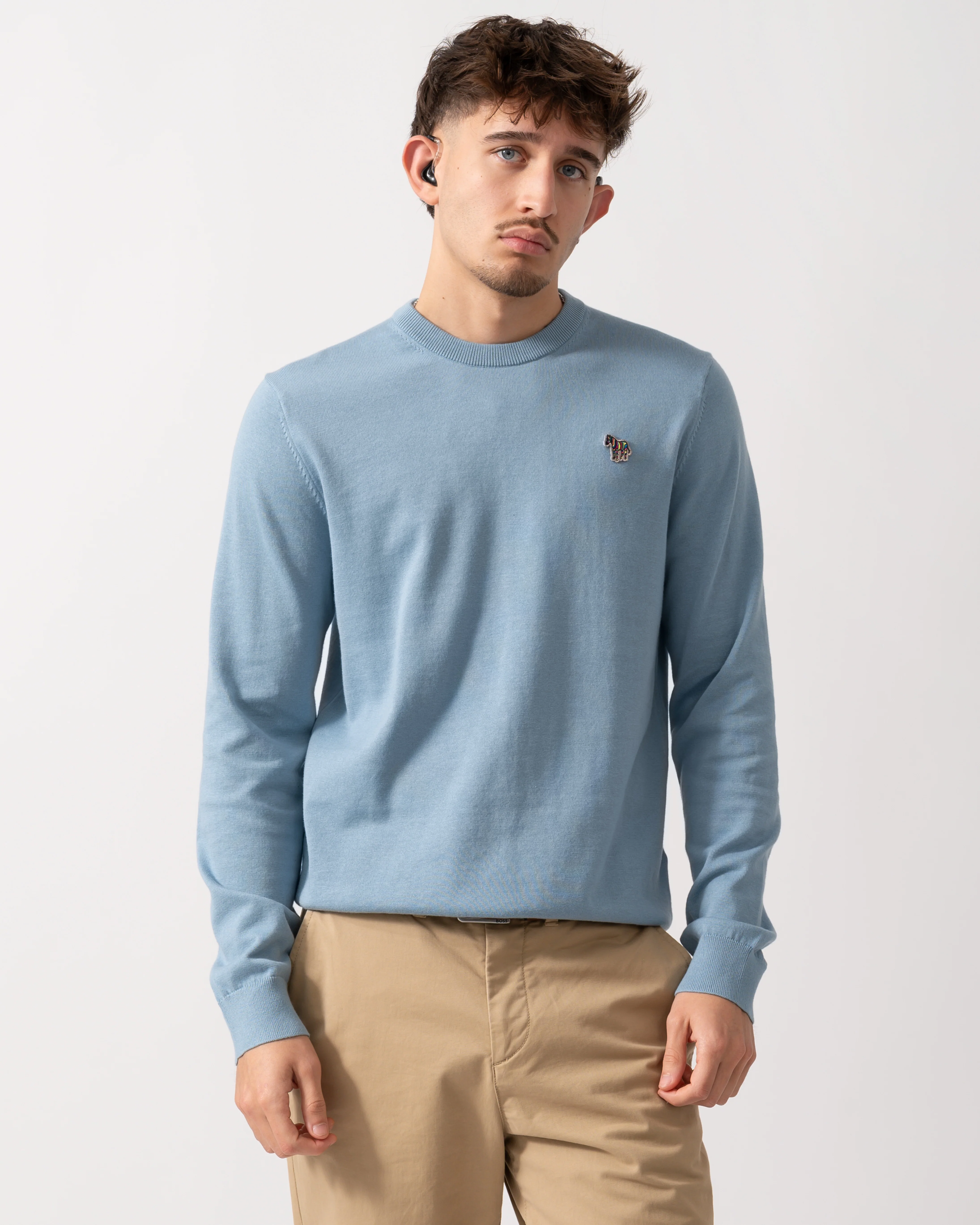 PS Paul Smith Mens Zebra Badge Crew Neck Sweater- 41A Blue