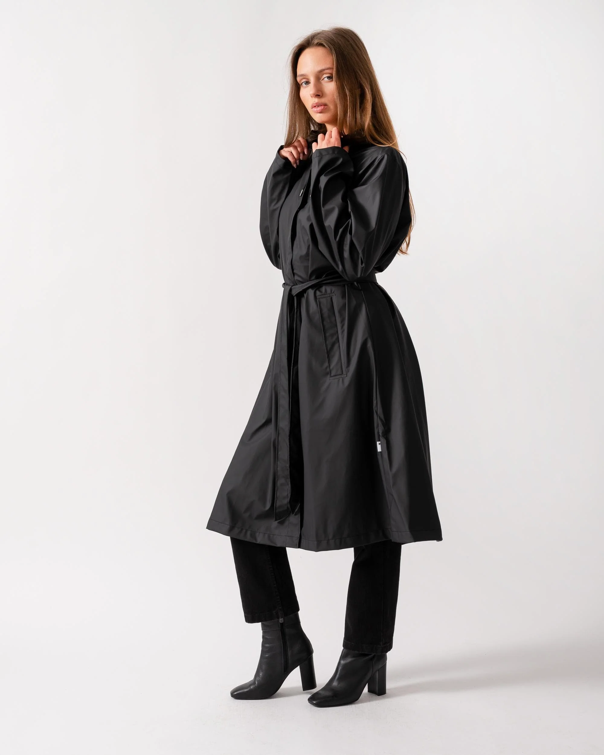 Rains Womens A-Line Longer Jacket - 01 Black