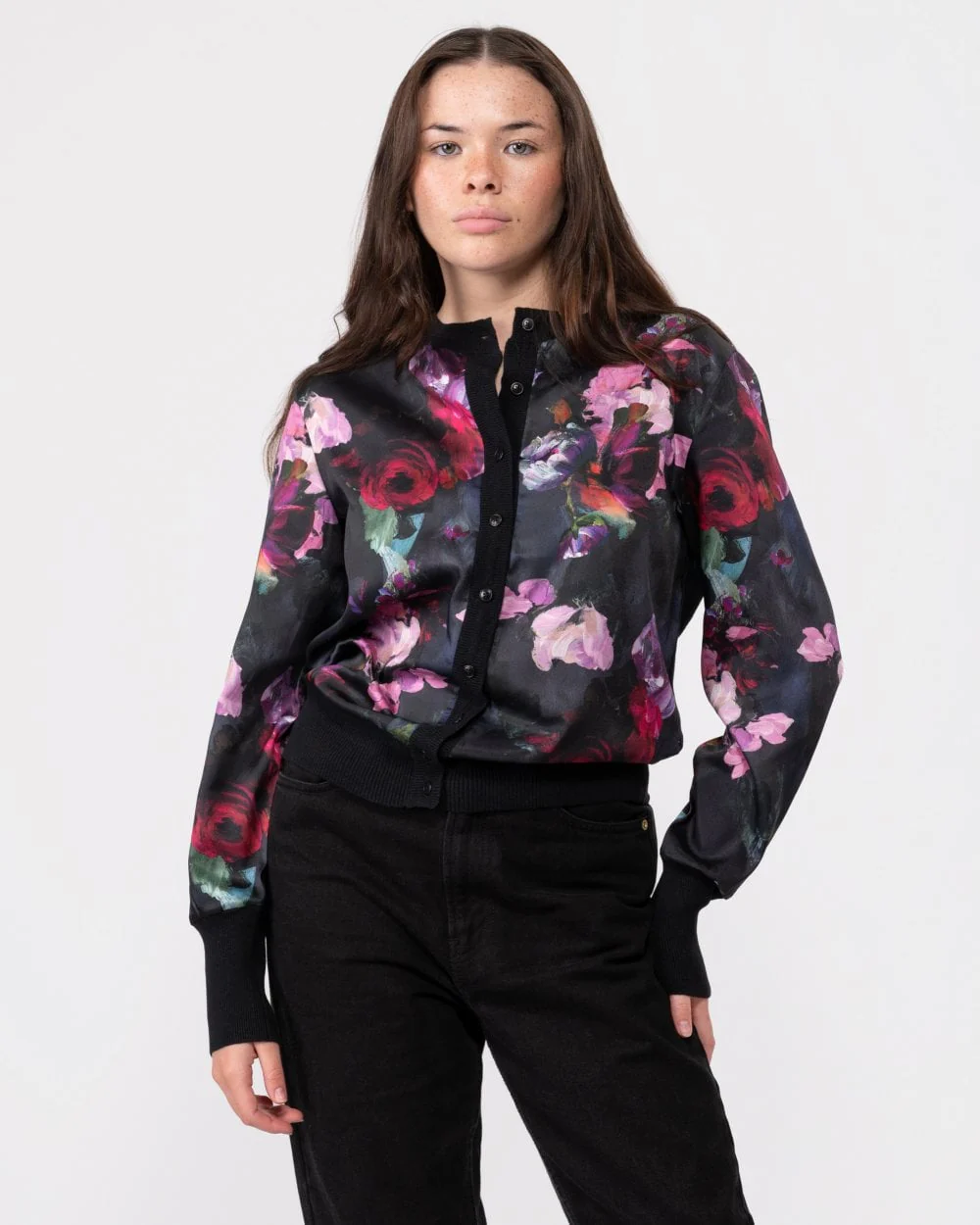 Ted Baker Abbalee Womens Printed Woven Front Cardigan