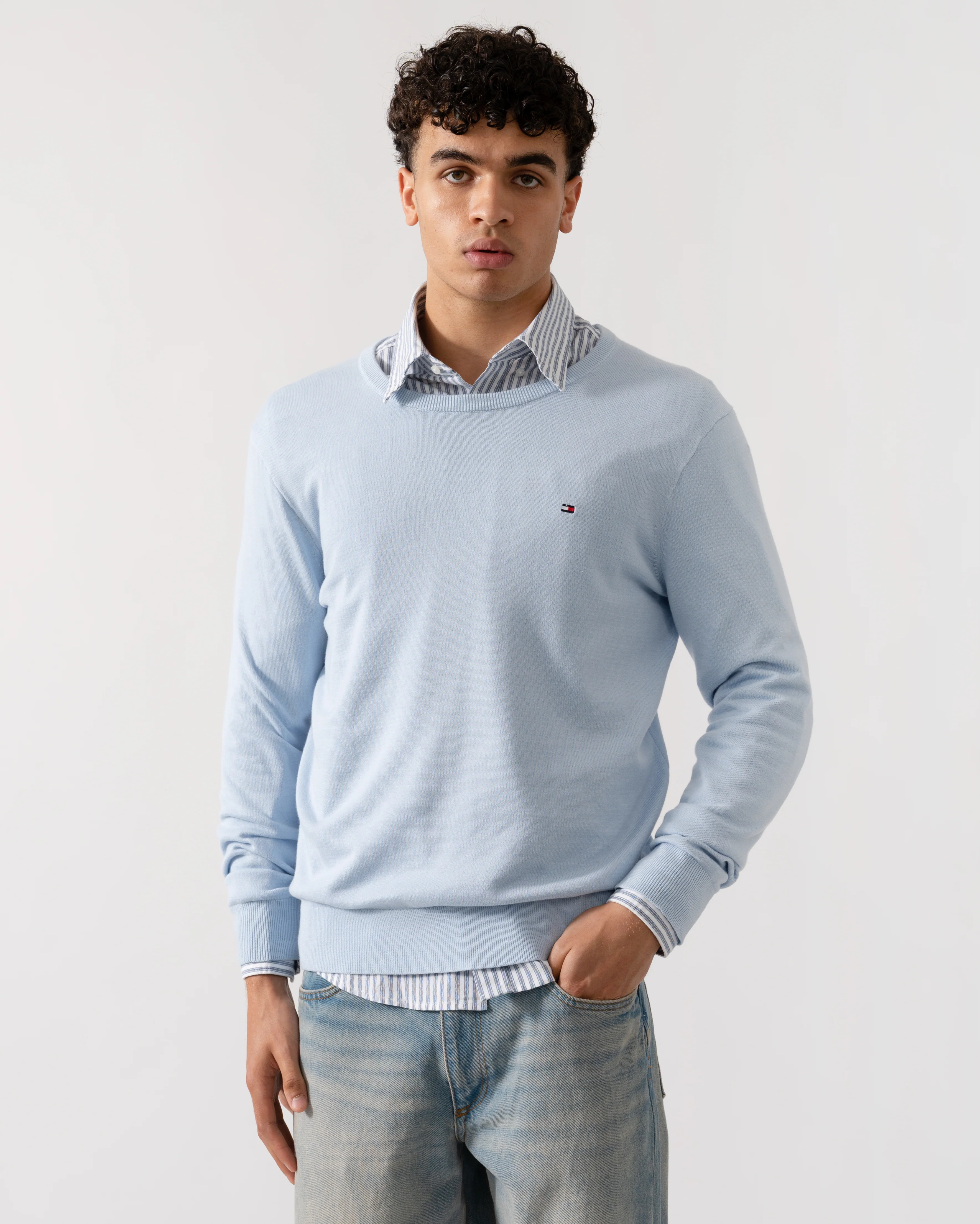 Tommy Hilfiger Essential Cotton Crew Neck Mens Sweatshirt - Breezy Blue