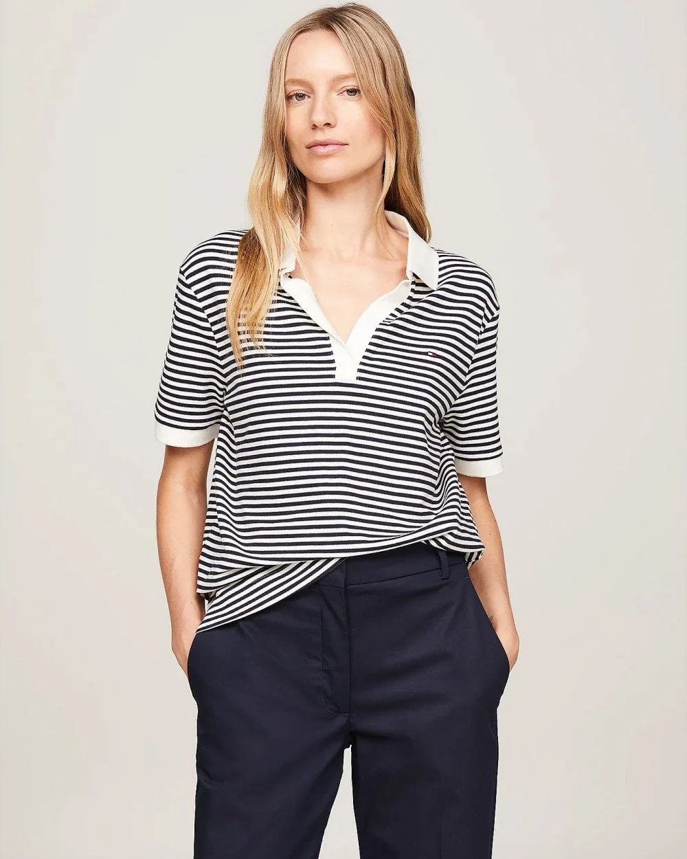 Tommy Hilfiger Relax Open Placket Lyocell Womens Polo