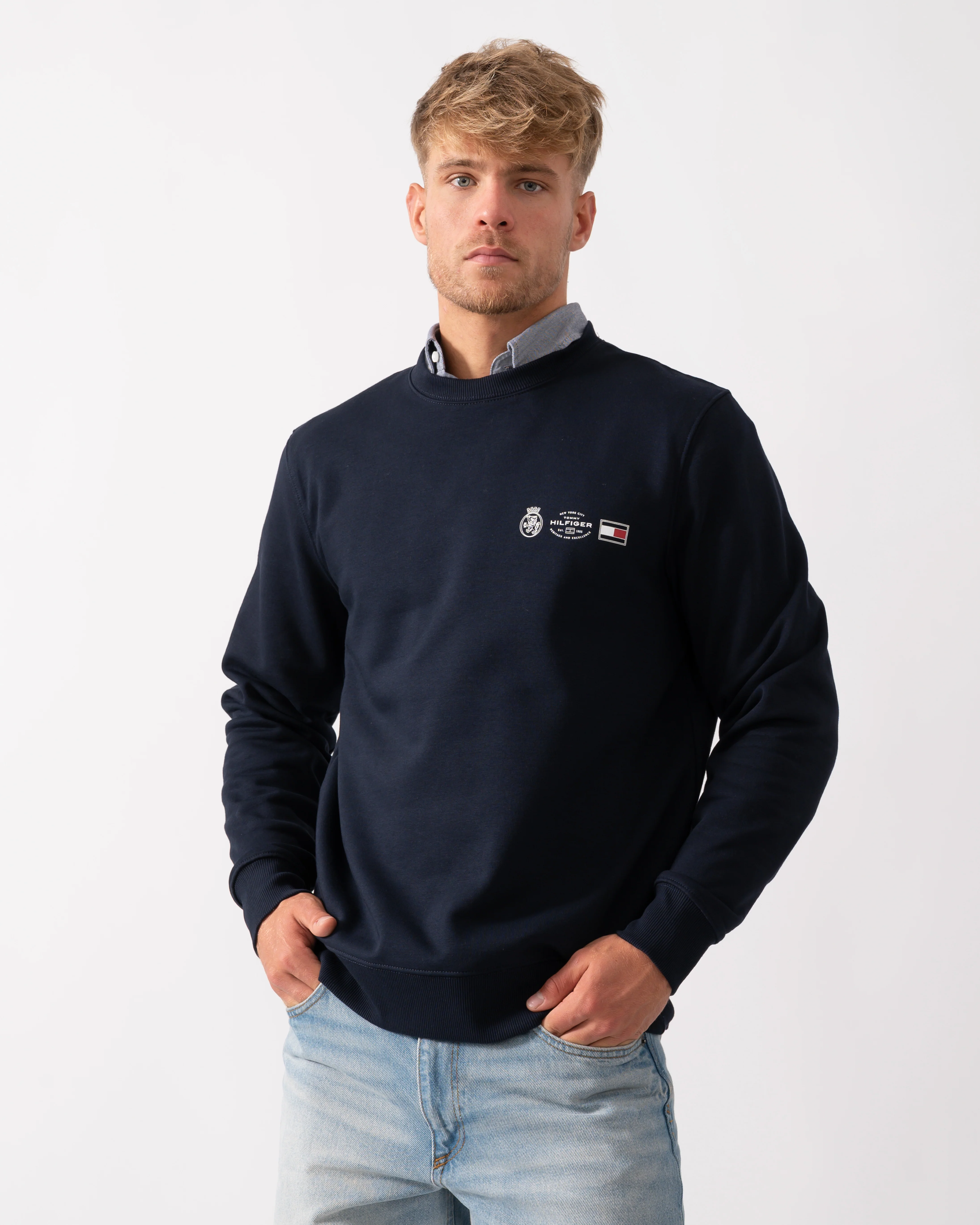 Tommy Hilfiger Small Crest Outline Mens Crew Sweatshirt - Desert Sky