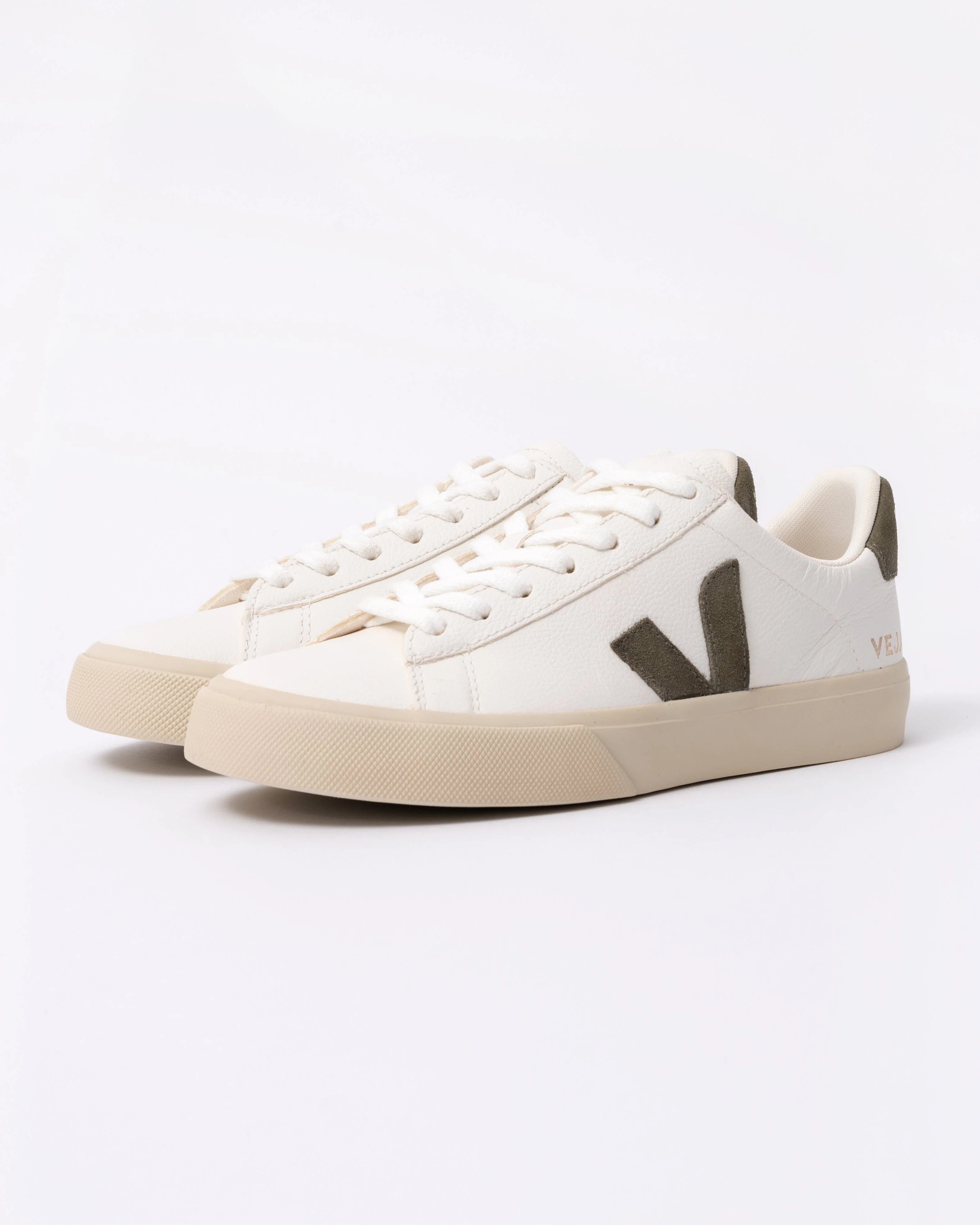 VEJA Campo Leather Womens Trainers - White/Khaki